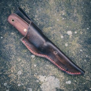 Deershaw Outdoor Knife – “Piano Wood”, With Leather Sheath