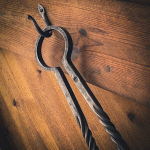 Hand Forged Rope Twist Fire Tongs