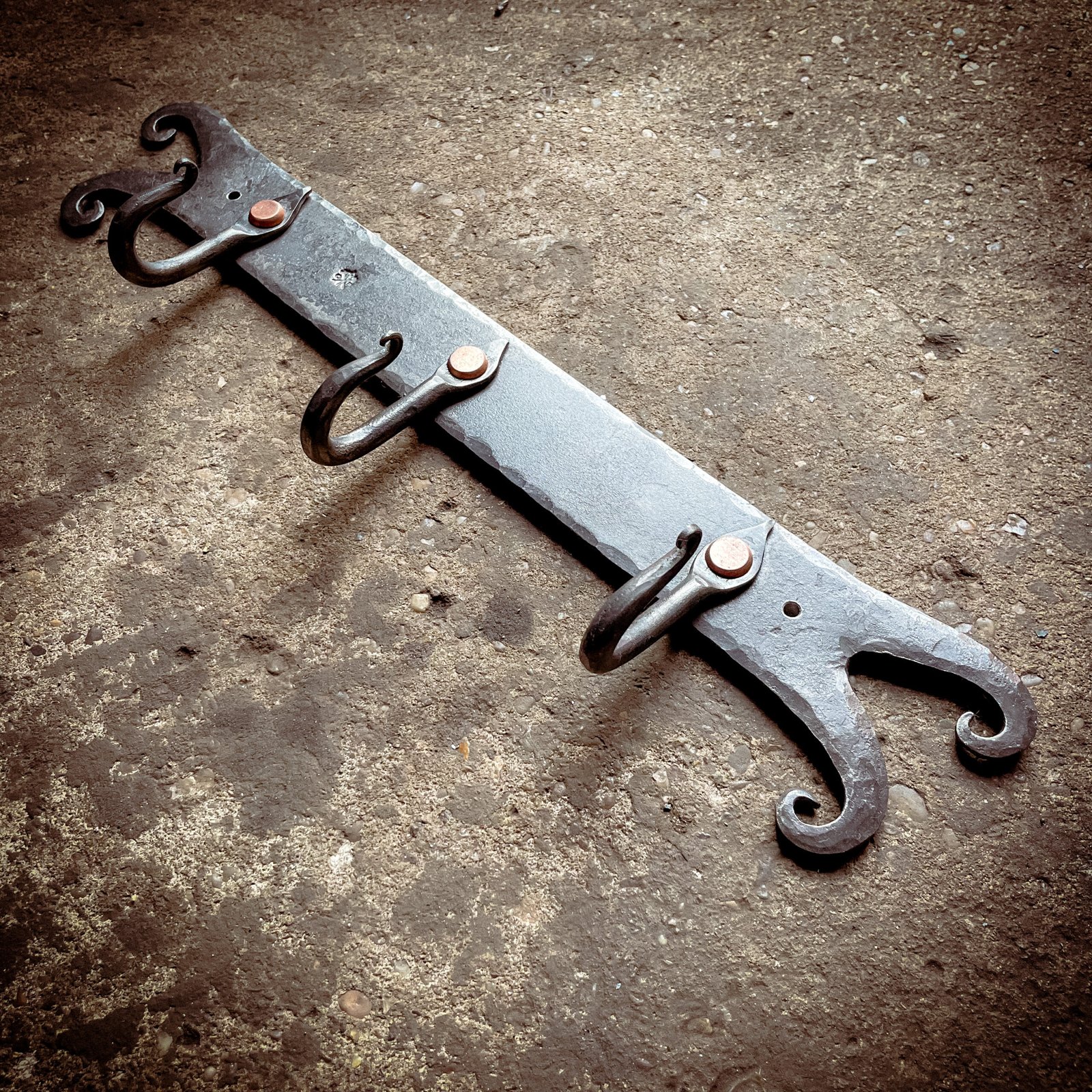 Hand Forged Wall Hanger with Hooks – Gate Foot Forge