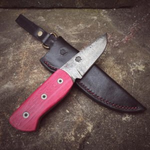 Bespoke Outdoor Knife - Pink Juma with Leather Sheath