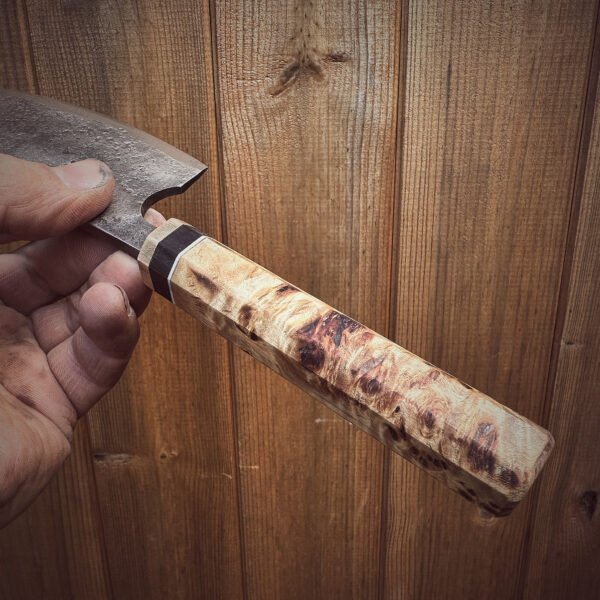 Bespoke Hand Forged Chef Knife - Poplar Burl 160mm - Image 2