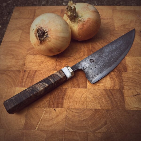 Bespoke Hand Forged Chef Knife - Spalted Beech 160mm