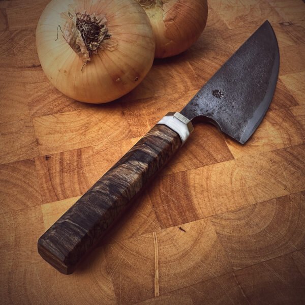 Bespoke Hand Forged Chef Knife – Spalted Beech 160mm