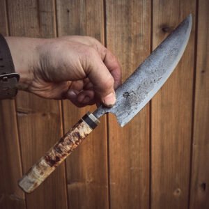 Bespoke Hand Forged Chef Knife - Poplar Burl 180mm